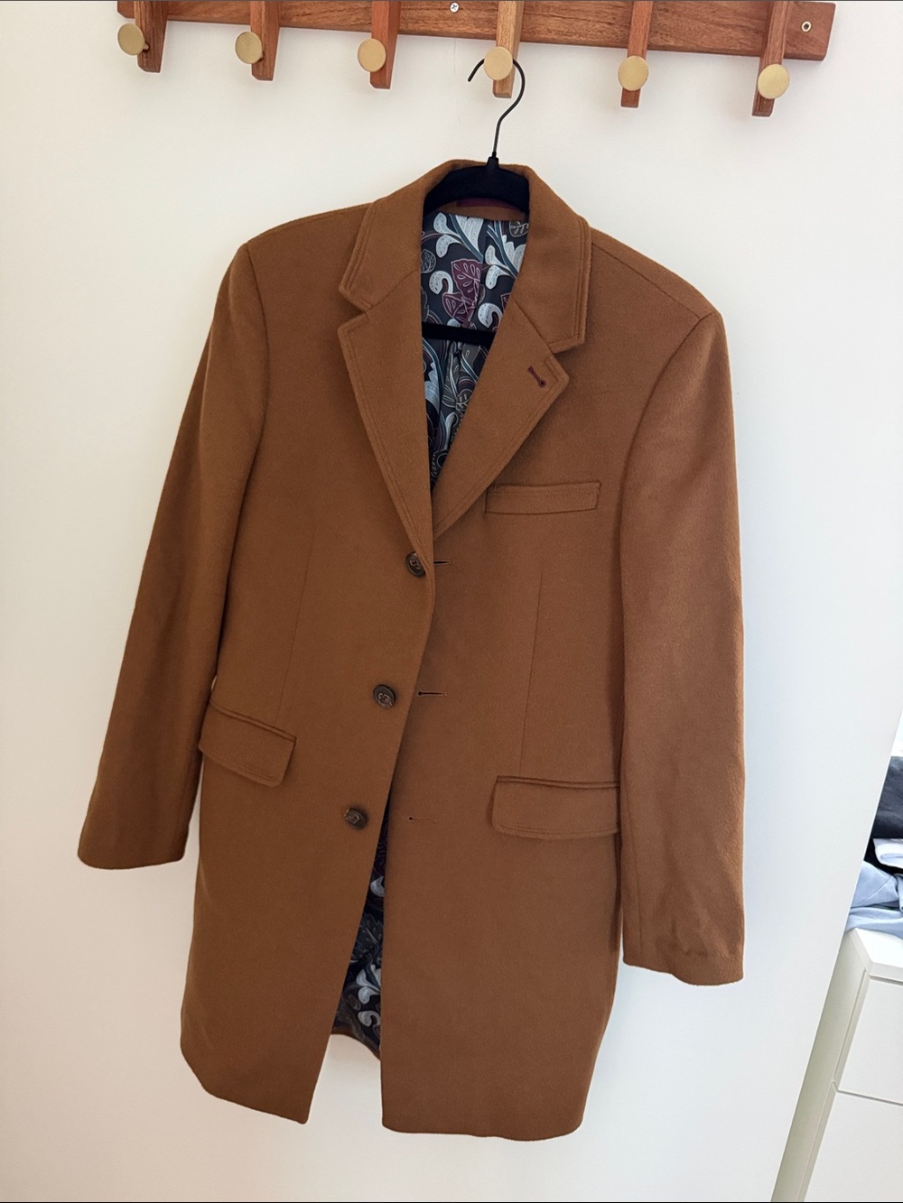 Ted Baker Camel Coat with Paisley Satin Lining